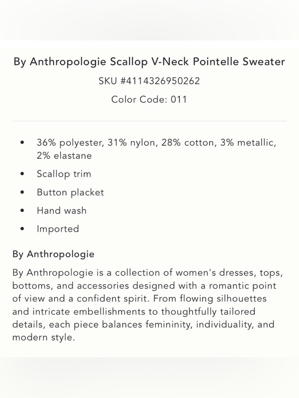 Nwt scallop vneck pointelle sweater - Picture 7 of 7